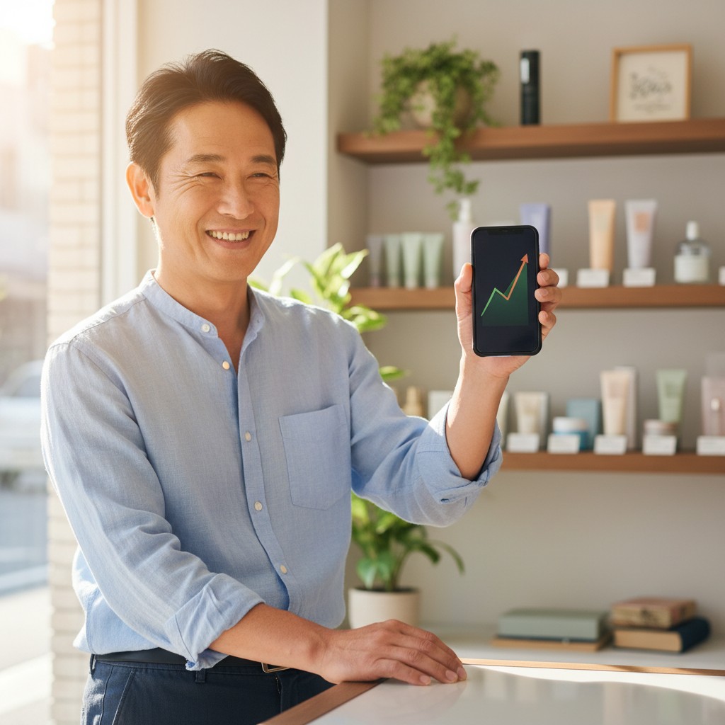 売上グラフを確認する中小企業の経営者