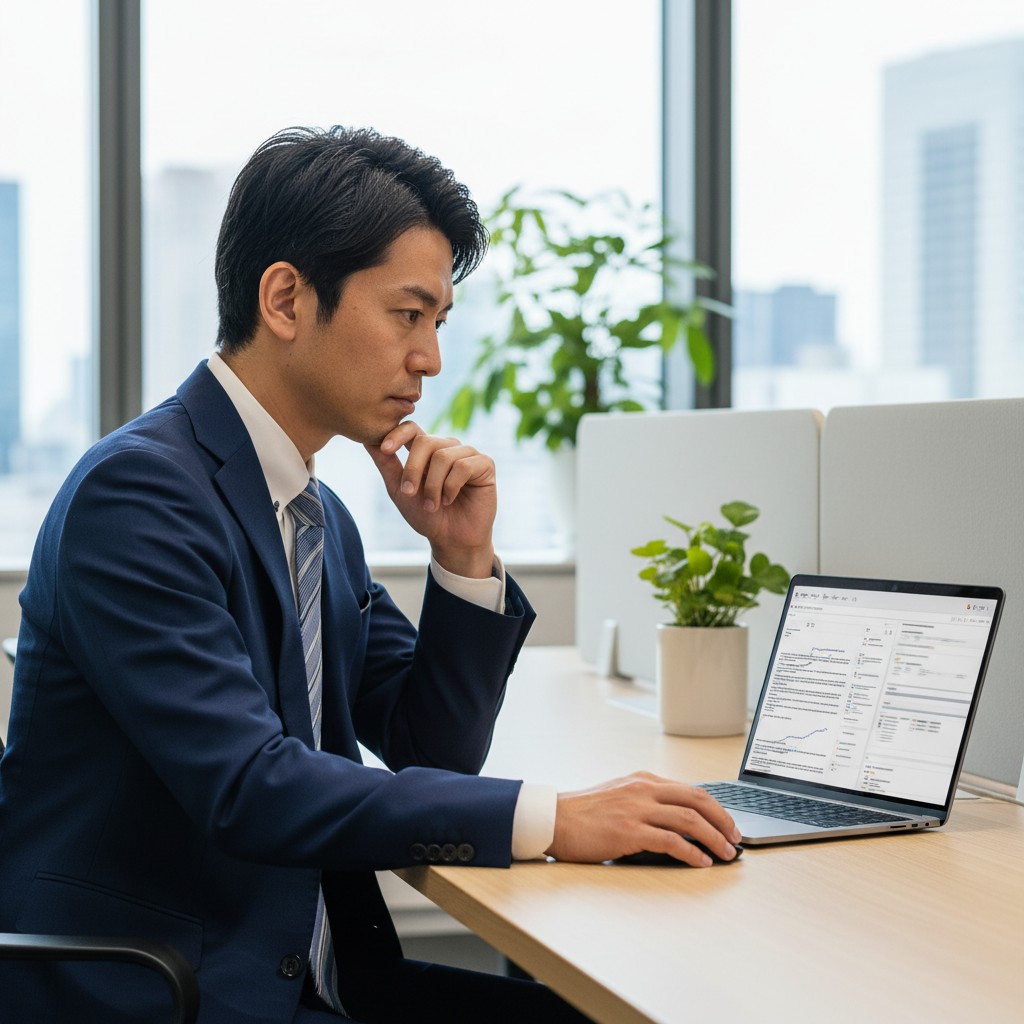 AI検索エンジンを活用してAEO対策を検討する日本人マーケター