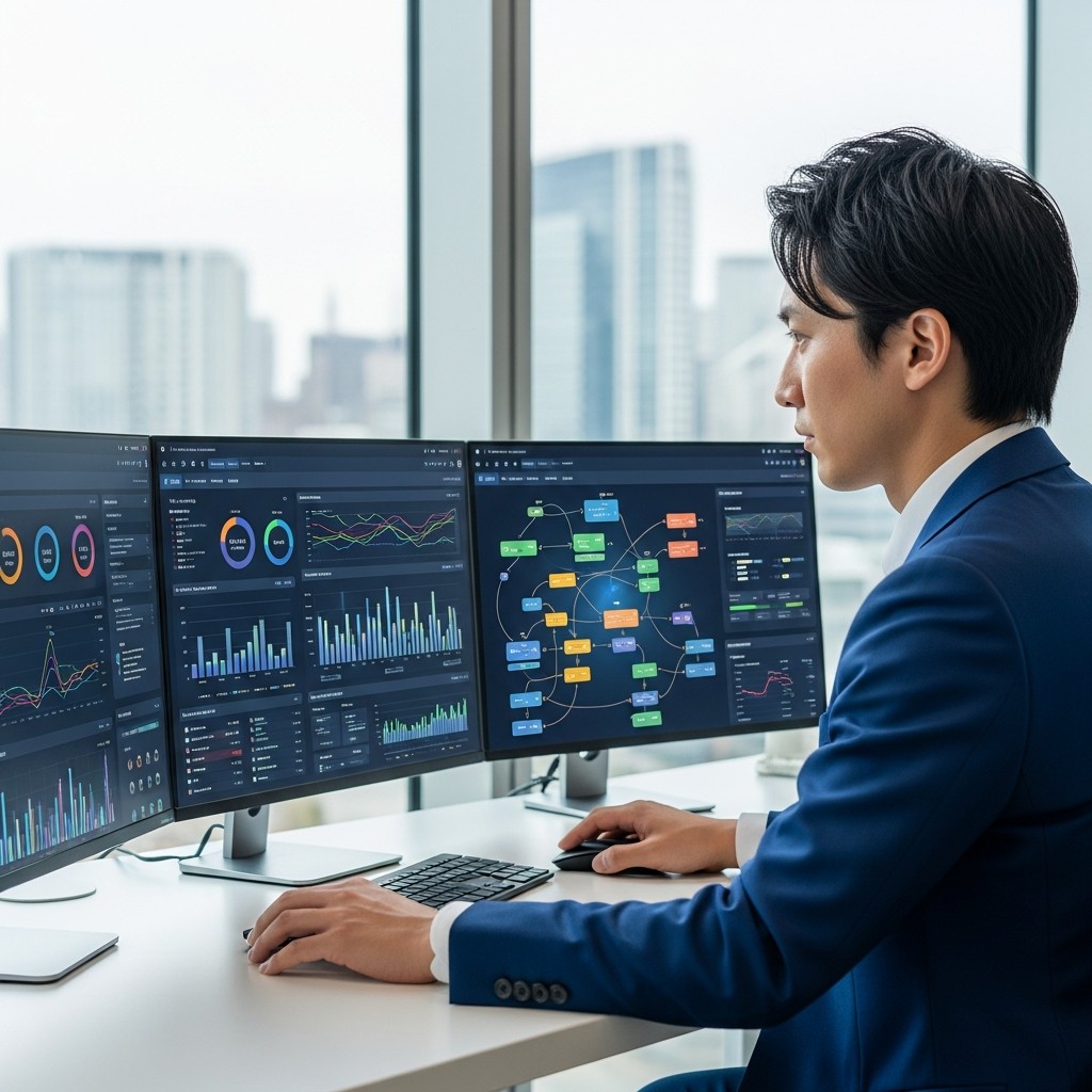 AIダッシュボードを分析するマーケティング担当者