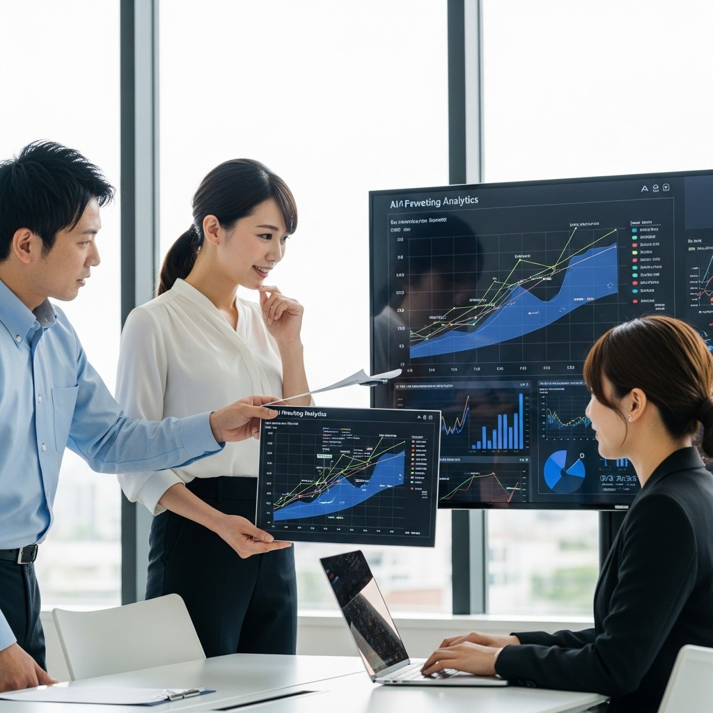 AIマーケティング分析を共有するビジネスチーム