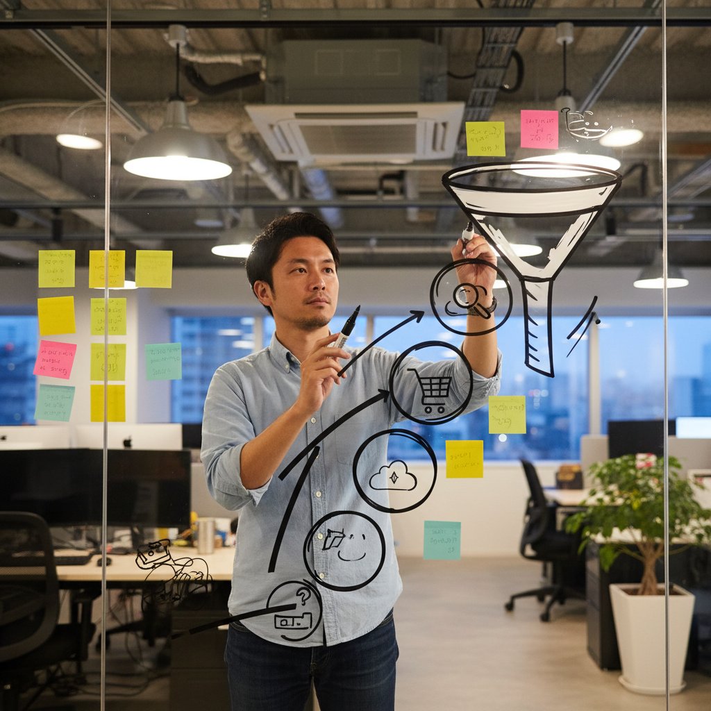 採用ファネルのカスタマージャーニーを描くUXデザイナー