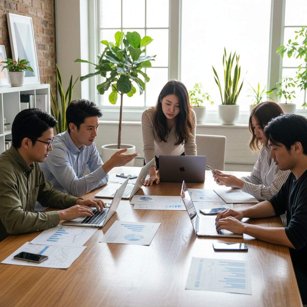 オウンドメディアとSNSの施策を議論するマーケターチーム