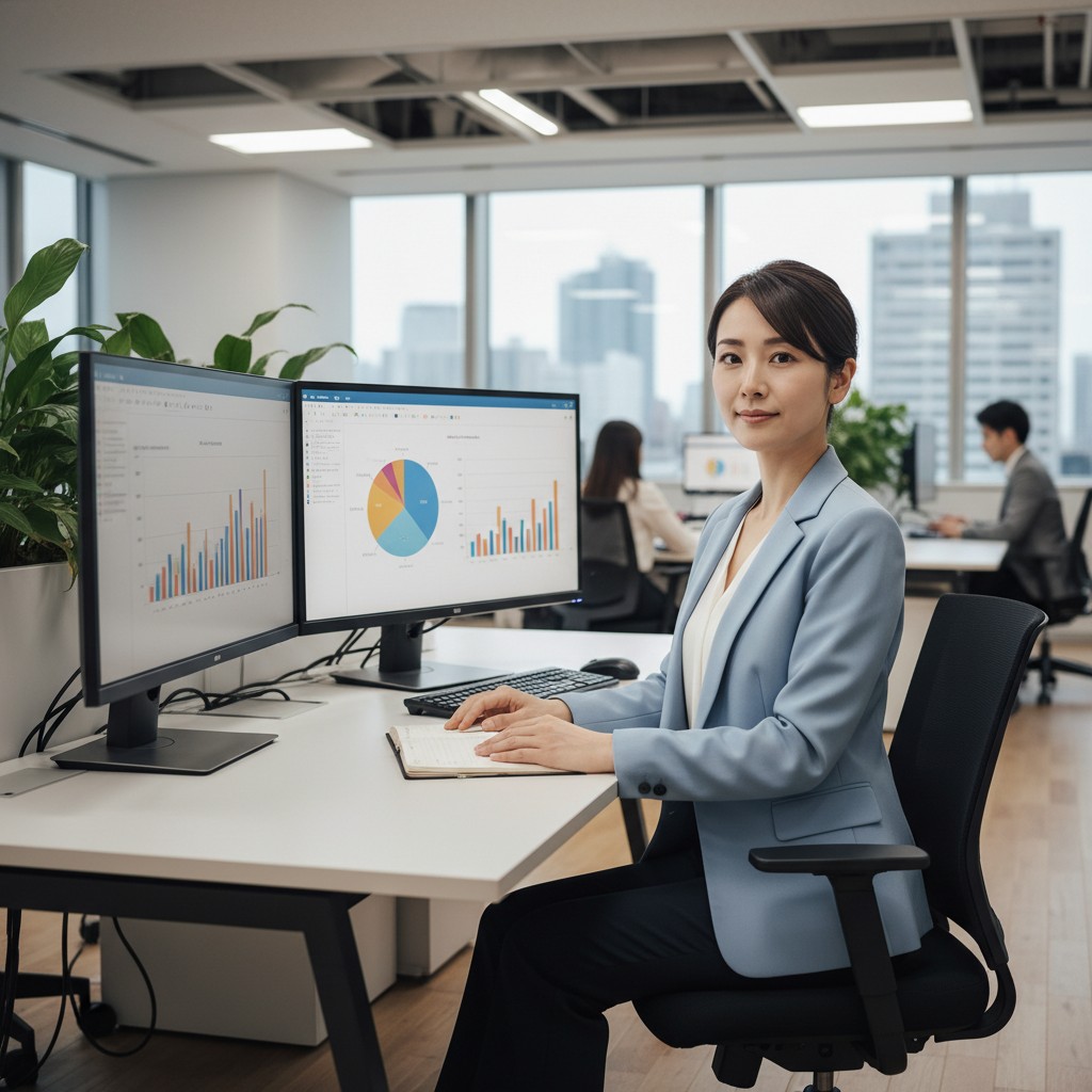 AIエージェント導入のビジネスメリットを示す女性ビジネスパーソンのイメージ