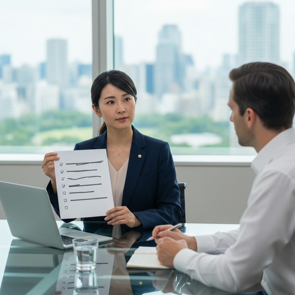 代行会社の選定チェックリストを確認するマーケティング責任者