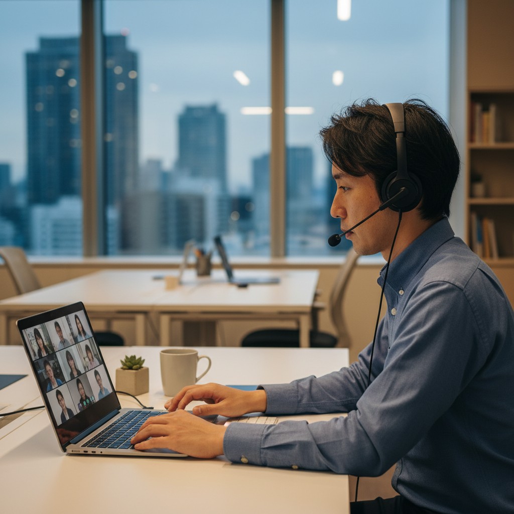 ウェビナー集客の基本を理解する日本人男性ビジネスパーソン