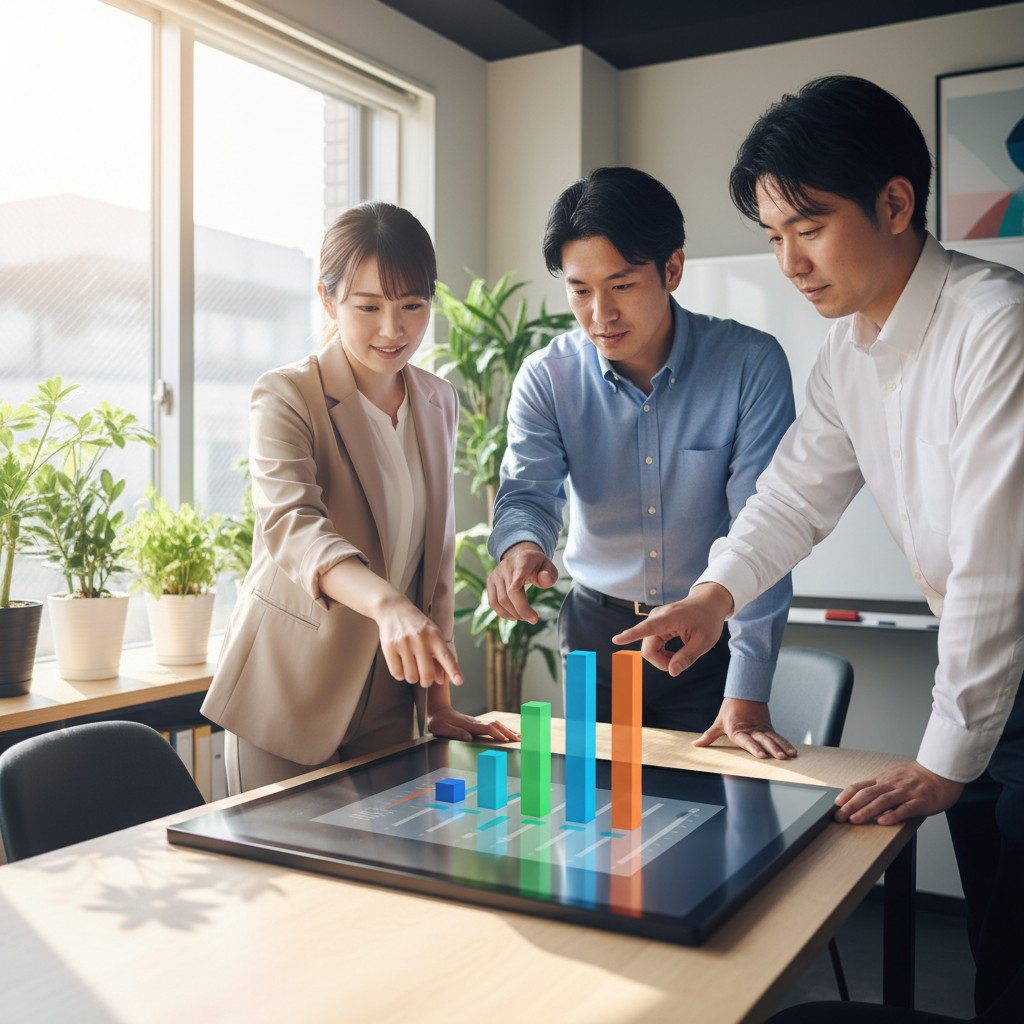 中小企業の現場でデジタル技術を活用し成長戦略を議論するチーム