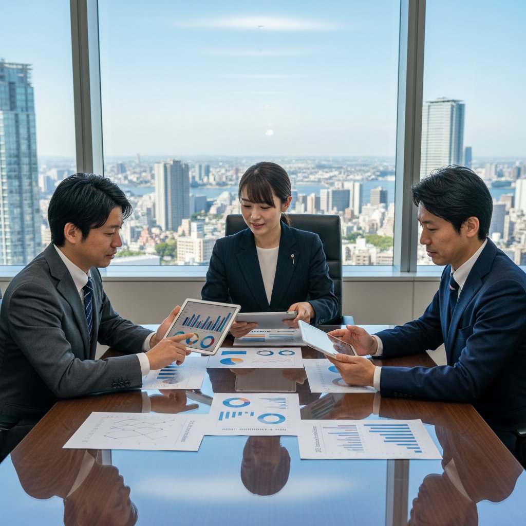 2026年の採用市場トレンドを議論する日本人ビジネスパーソンチーム