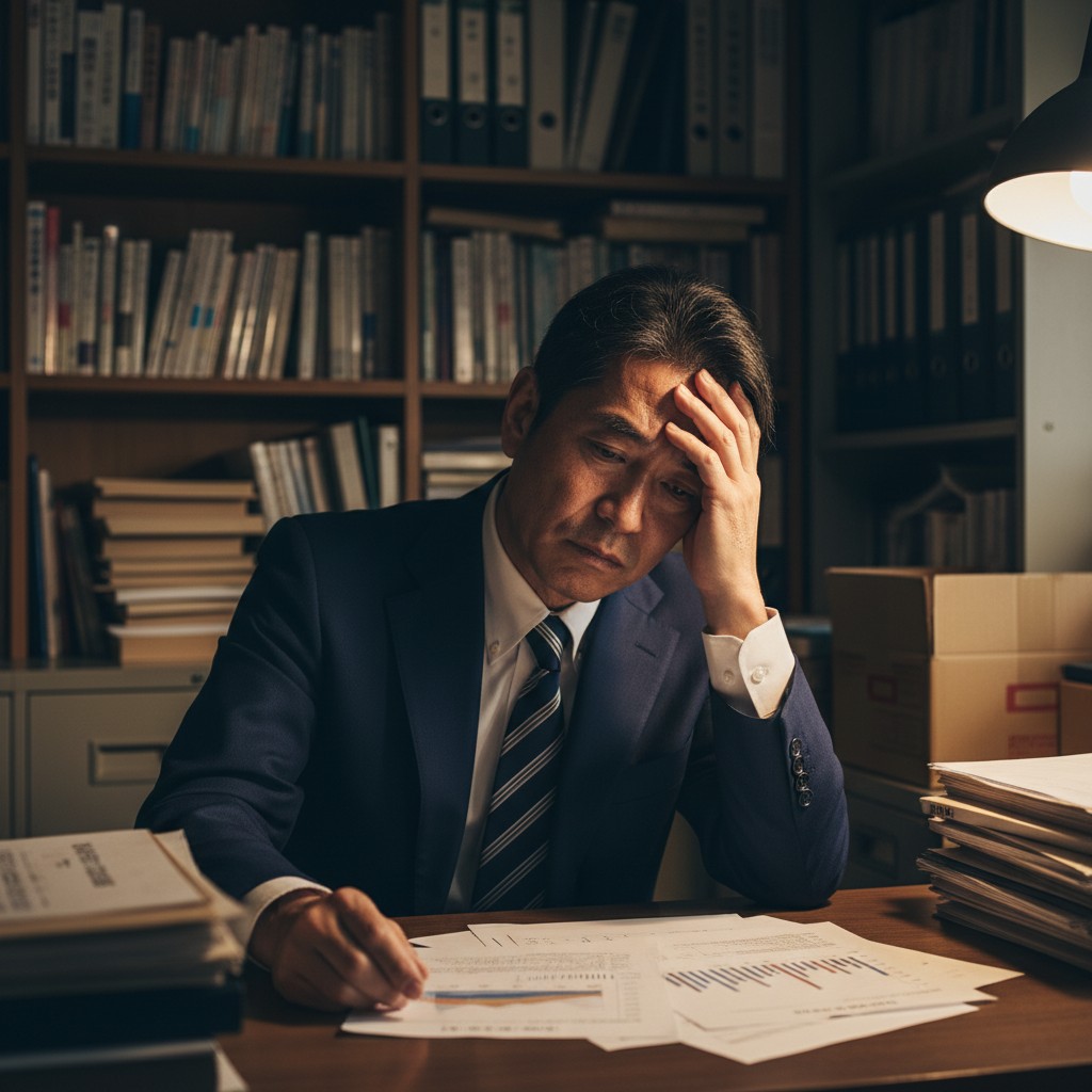 採用レポートを見て悩む日本人中小企業経営者