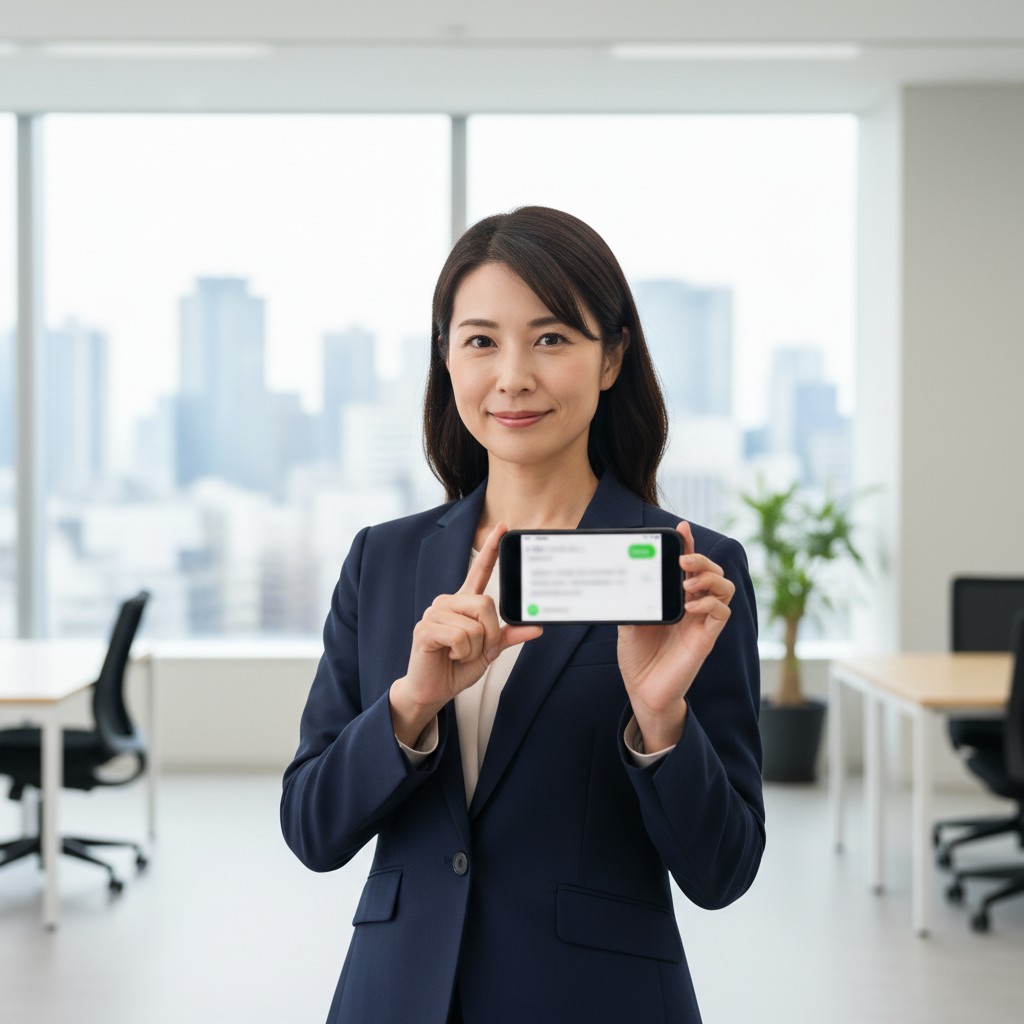 LINEマーケティングについて解説する女性マーケター