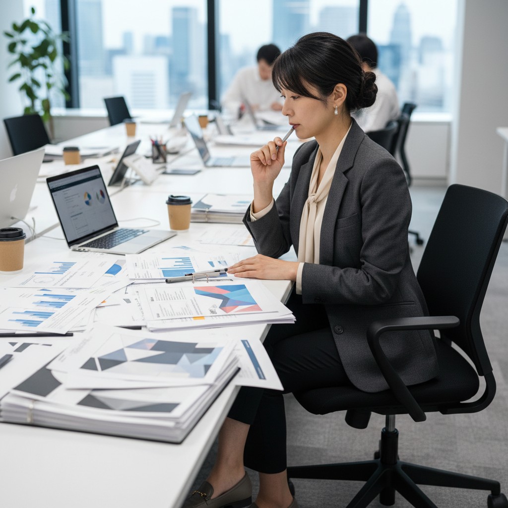 Google広告運用代行を選ぶポイントを評価する女性マーケター