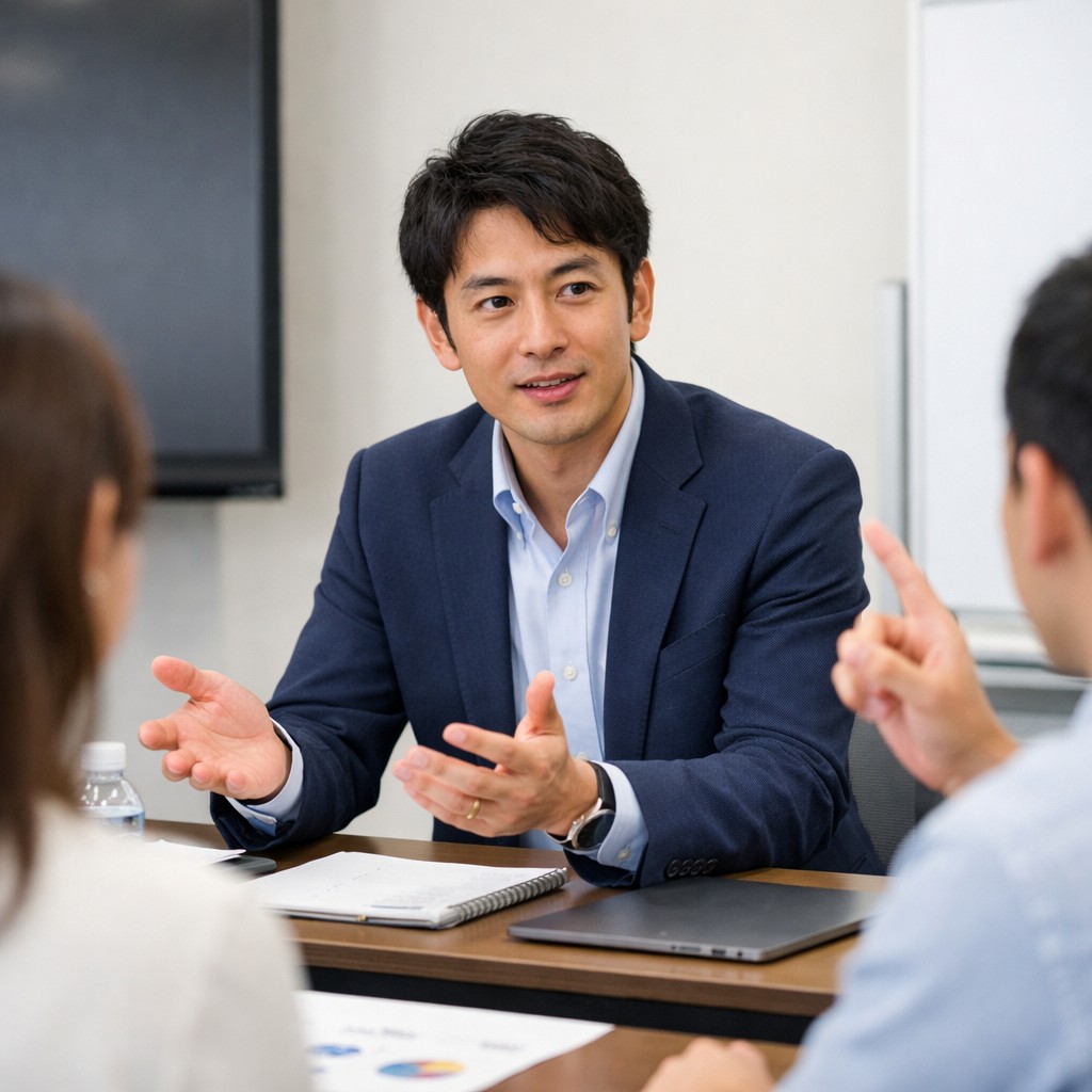 アトリビューション分析に関する質問に答える日本人コンサルタント