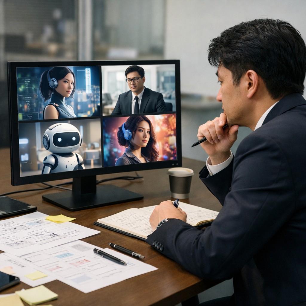 AIペルソナ別に広告クリエイティブを検討する日本人広告運用担当者