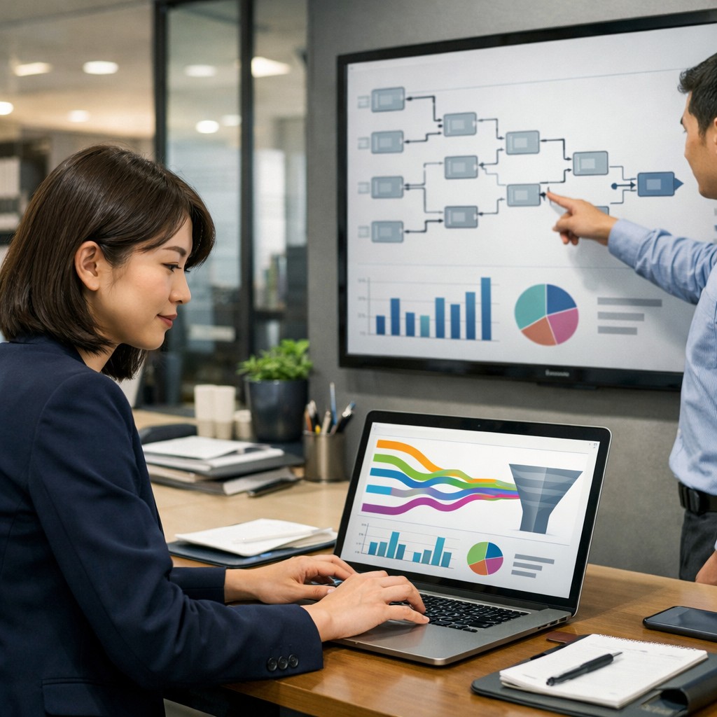 AIトラフィックの流入経路を確認するマーケティング担当者