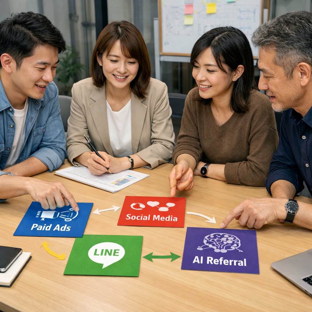 広告とSNSとLINEを組み合わせてAIトラフィックを育成するチーム