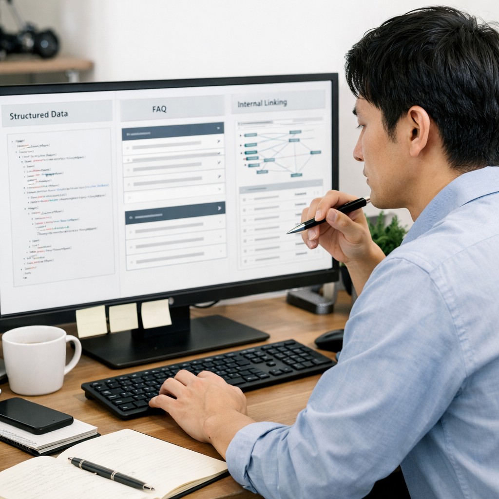構造化データとFAQと内部リンクの実装を確認する日本人Web担当者