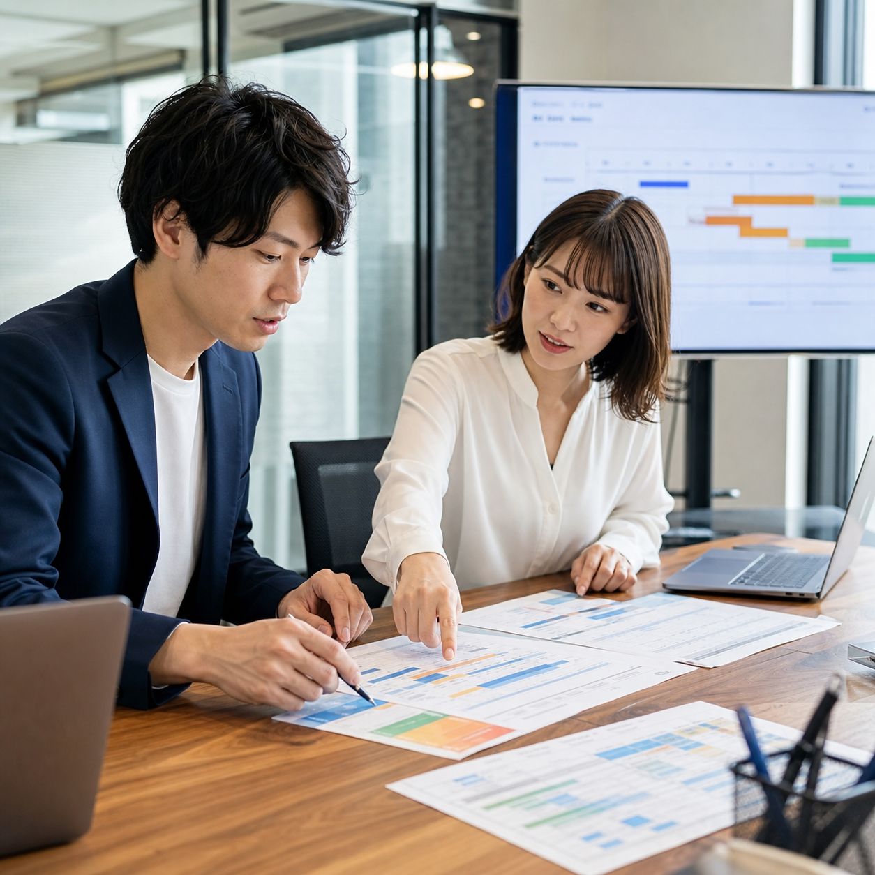 広告チームがLINEヤフー広告の移行スケジュールを確認している会議風景