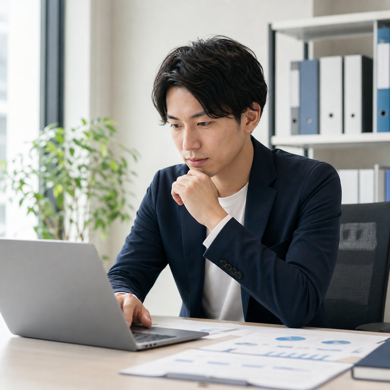 広告担当者がLINEヤフー広告移行に関するFAQを確認している様子