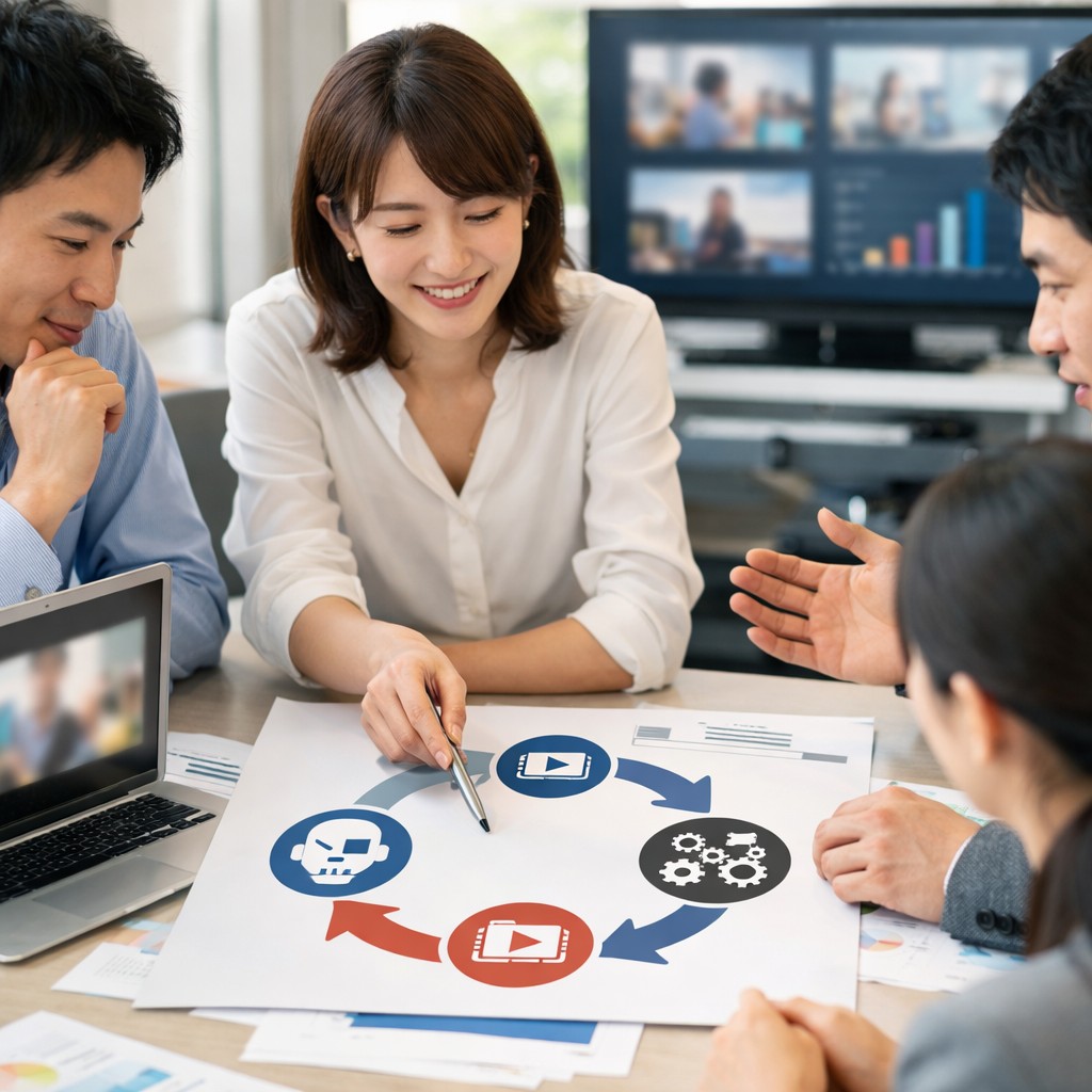 AI動画広告制作の設計と改善方針を決める日本人マーケティングチーム