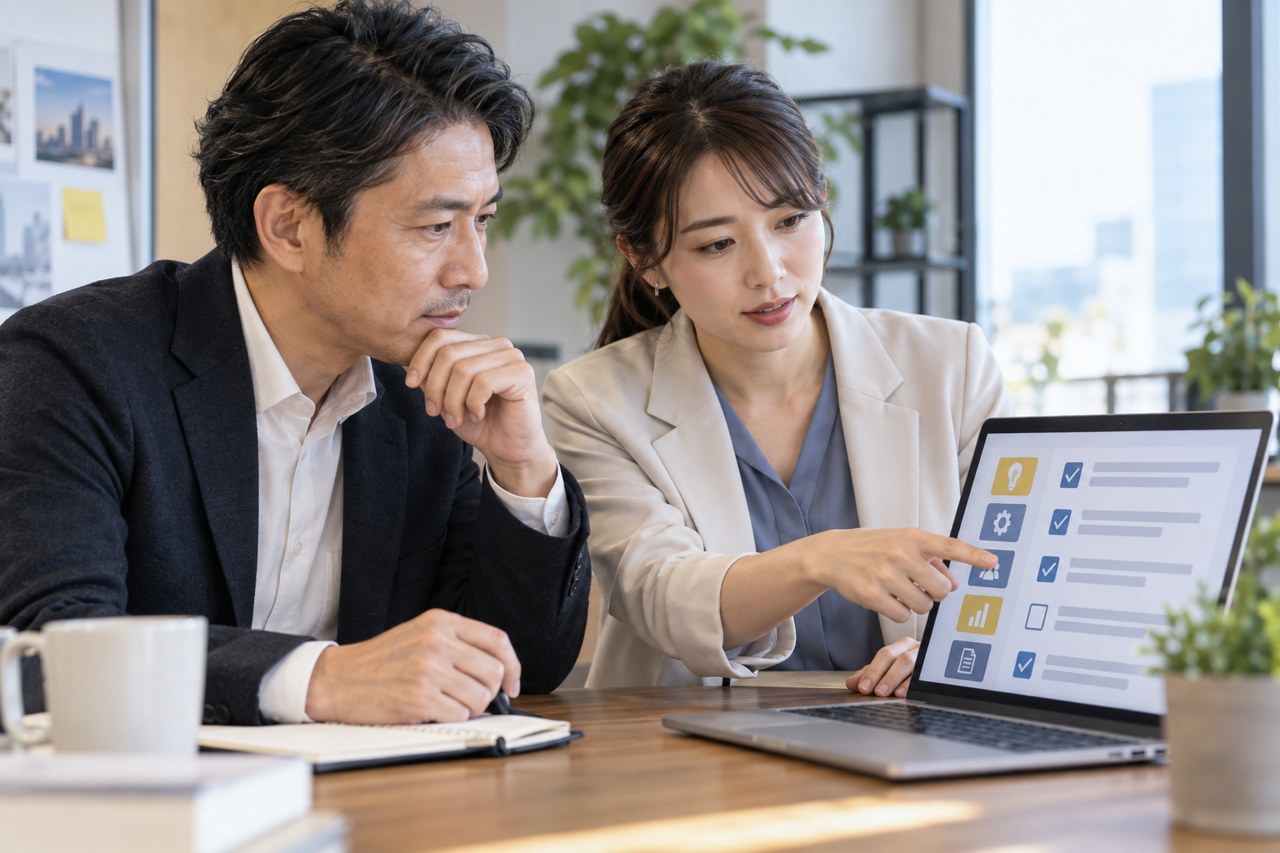 AIエージェント導入前の疑問をチェックリストで確認する中小企業の担当者