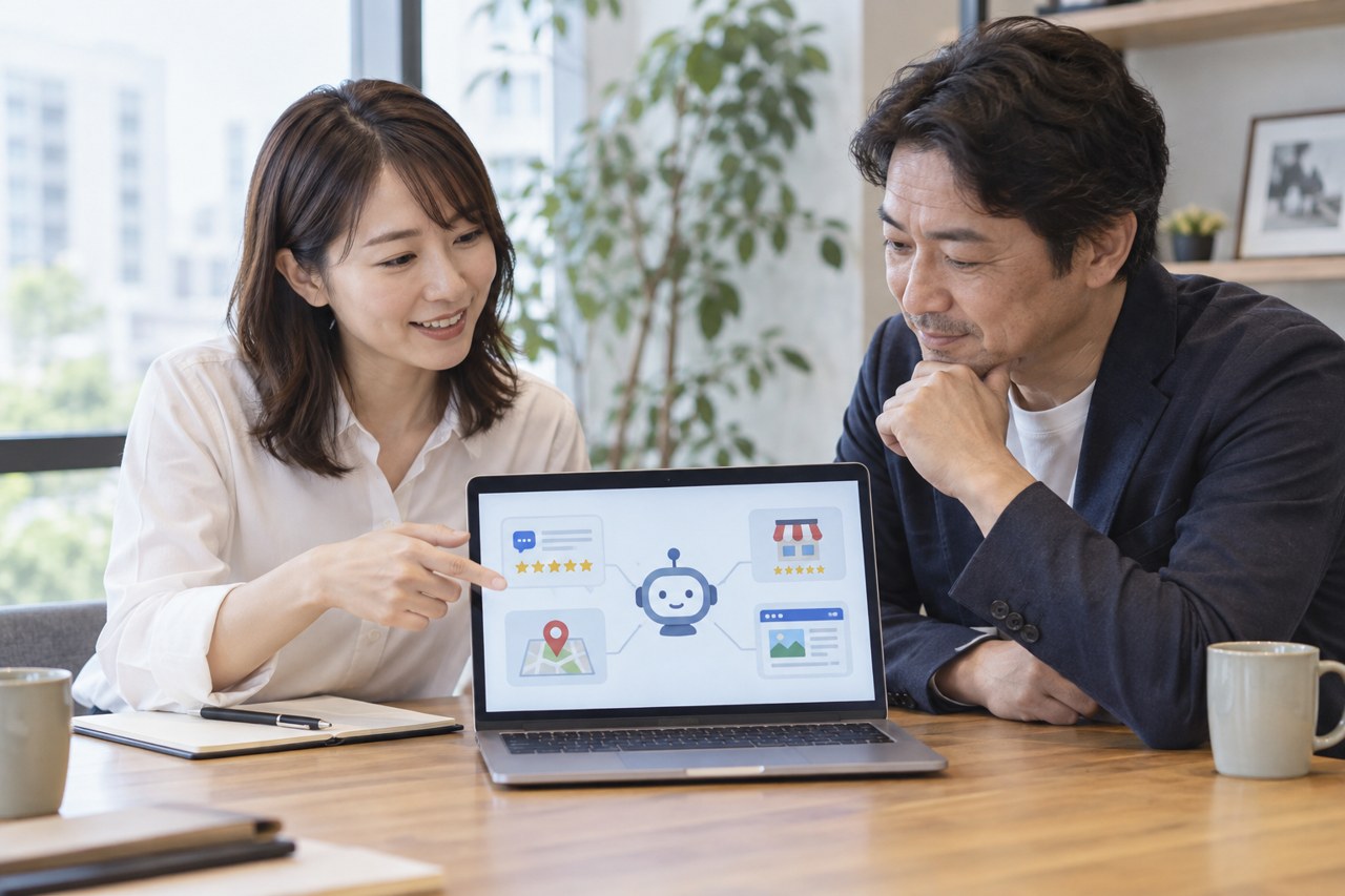 AIが公式サイトや口コミや地図情報を参照する購買導線を確認する打ち合わせ