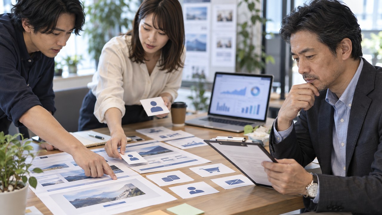 会話型広告に向けてLPとファーストパーティデータを整理する作業風景