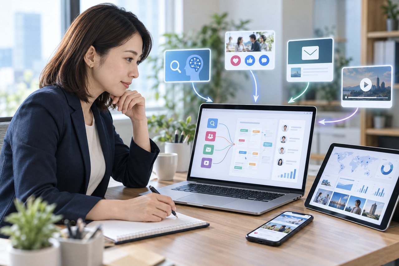 AI時代の分散した顧客接点を見ながら施策を見直すマーケティング担当者