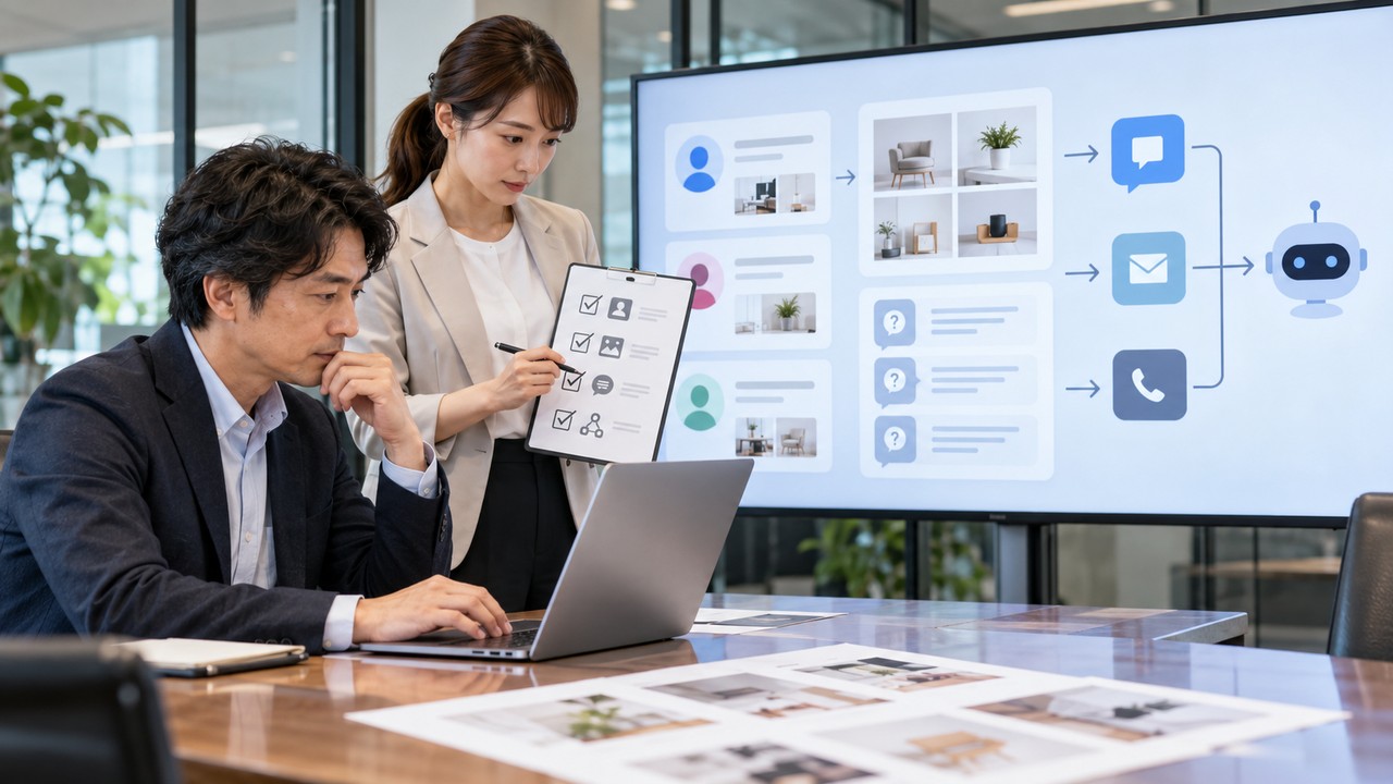 InstagramやFacebookの情報と問い合わせ導線を確認する担当者