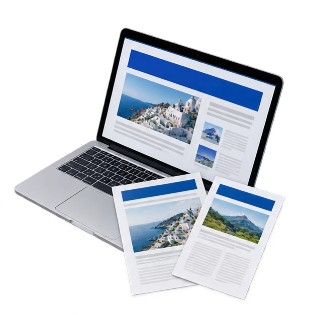 記事を表示したWebメディアの端末と紙面