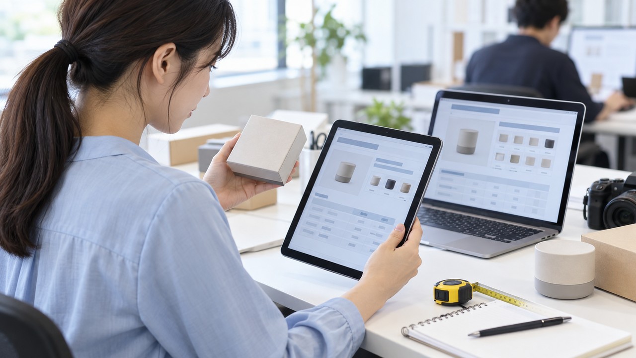 商品ページの仕様と商品フィードを並べて一致を確認するEC運営者