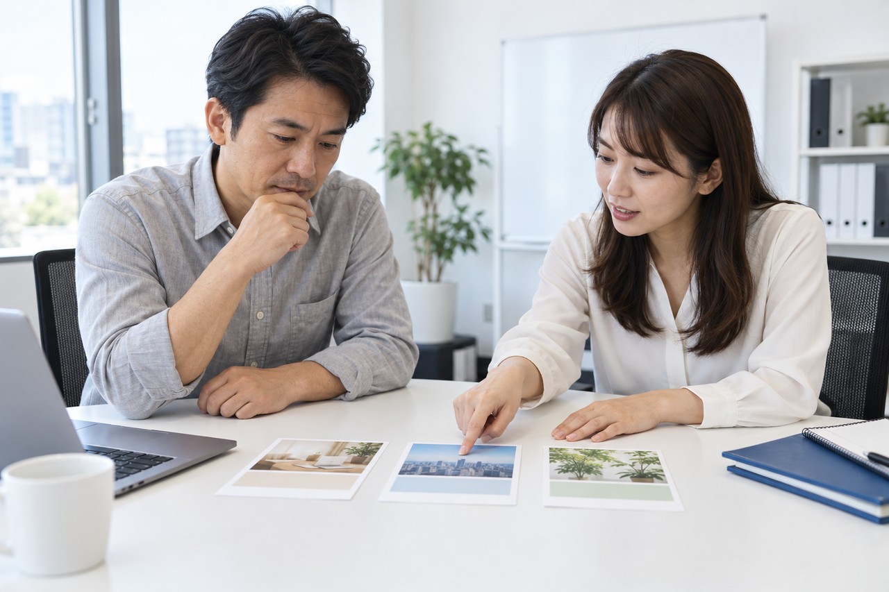 中小企業の経営者とマーケターが優先するサービスを選定している場面