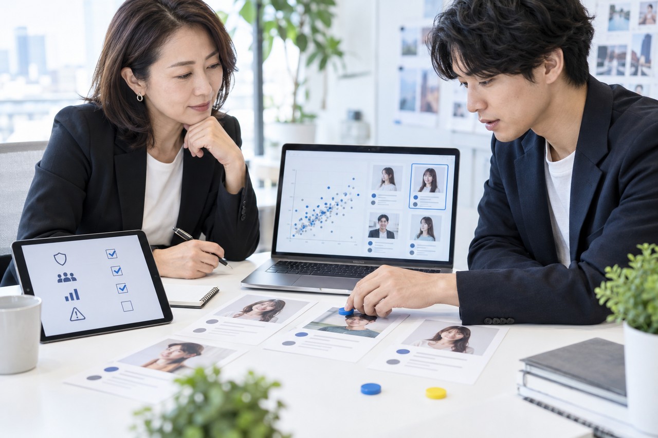 AIで抽出したクリエイター候補を人がブランド適合とリスクの観点で確認する会議