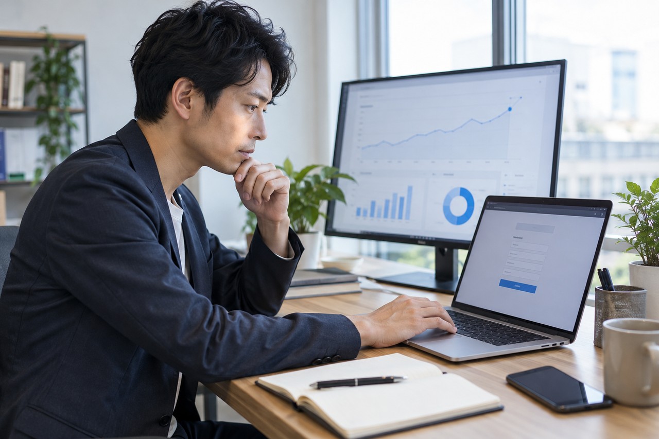 問い合わせフォームの計測を確認するWeb分析担当者