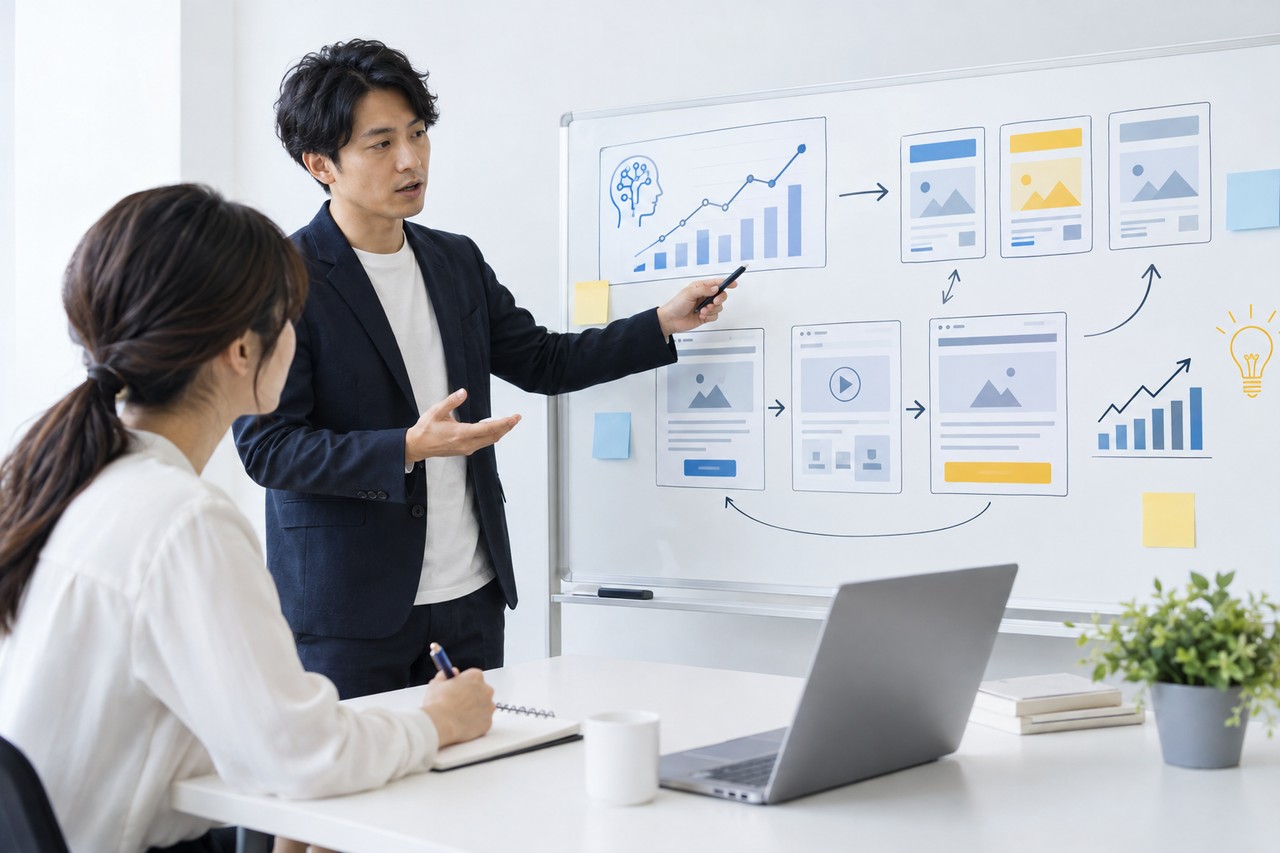 GA4のAI流入レポートをもとにLP改善と広告改善を整理する様子