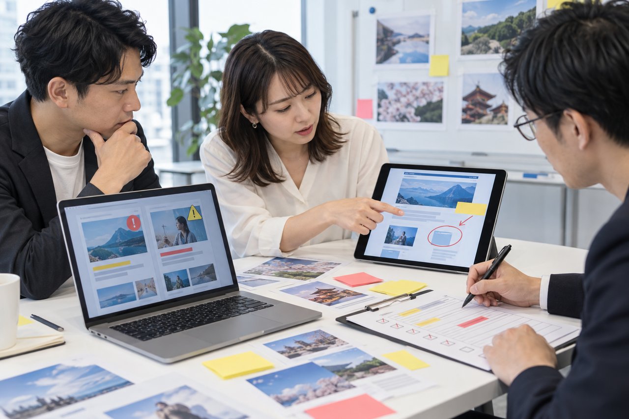 翻訳後の広告文とランディングページを公開前に確認するマーケティングチーム