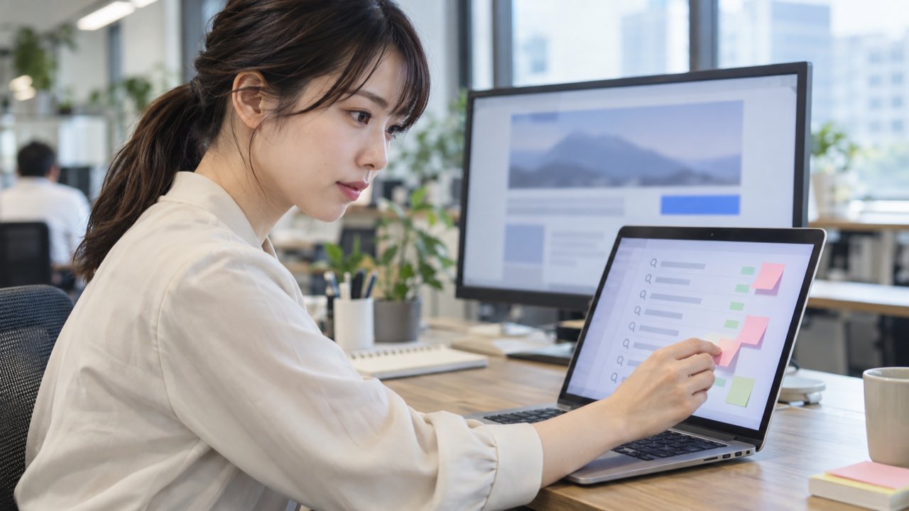 検索語句を確認して対象外の意図を整理する広告担当者