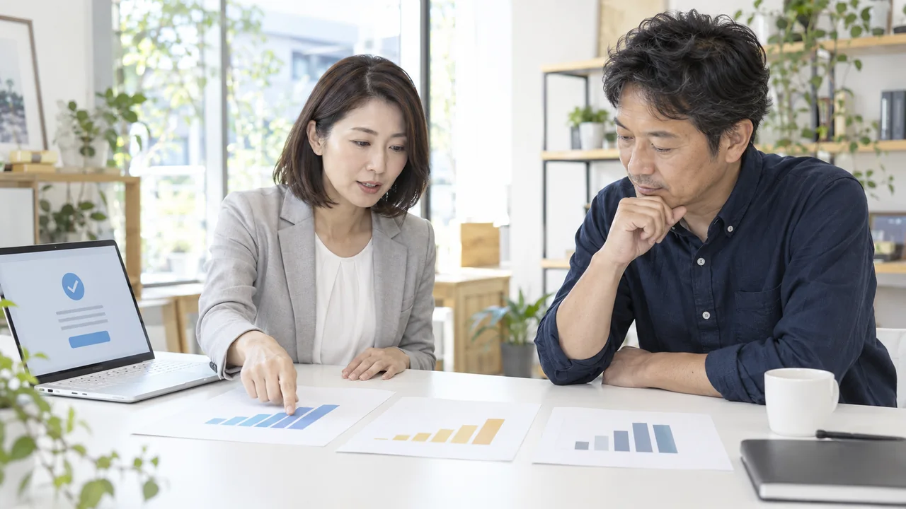訪問から問い合わせまでの数字を比較して改善箇所を決める様子