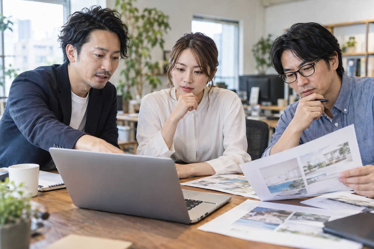 少人数でAIツールの試行結果を確認するマーケティングチーム
